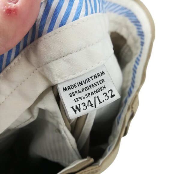 FootJoy Khaki Flat Front Golf Pants Size 34 x 32 Stretch Pockets Performance - Picture 12 of 12